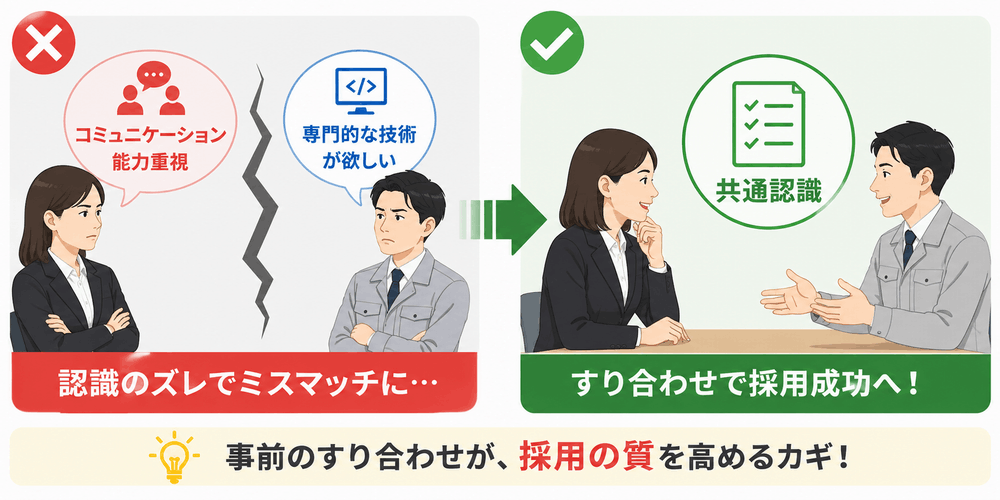 採用のミスマッチと成功の比較図