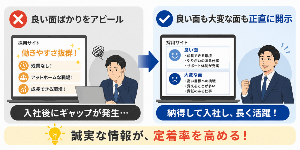 採用サイト情報公開による入社後のギャップ解消