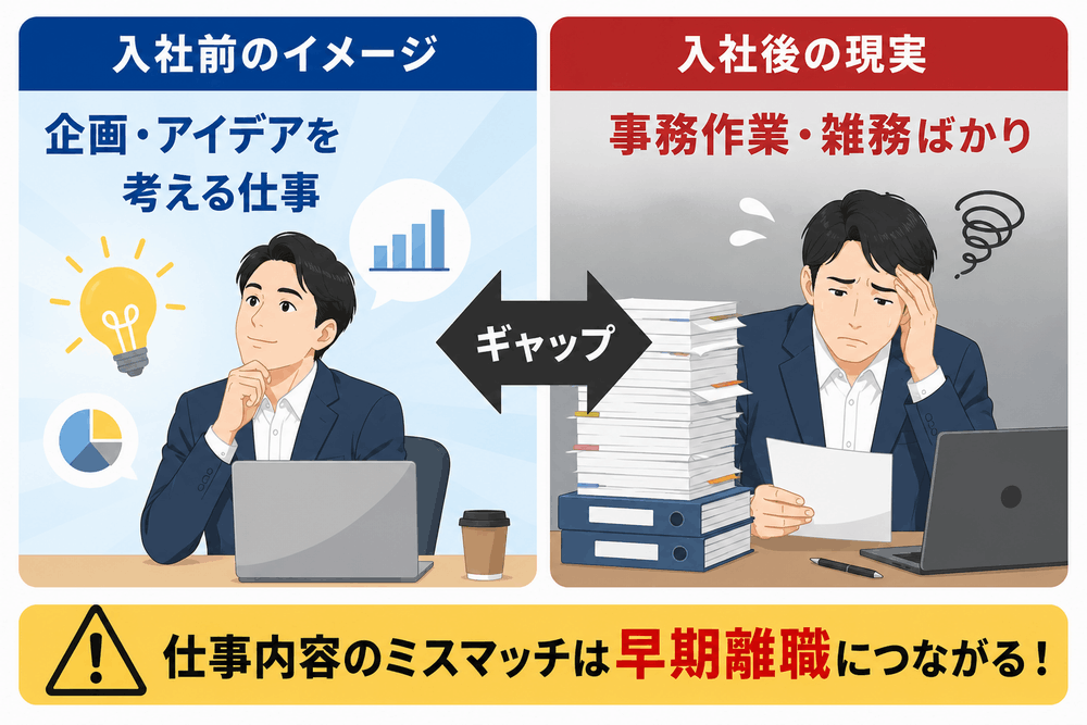入社前と入社後の仕事内容のギャップ