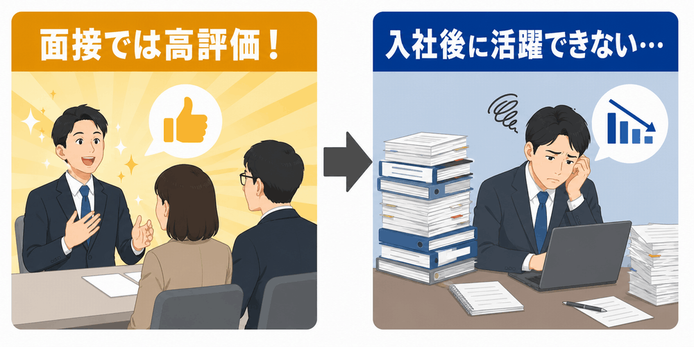 面接で高評価も入社後活躍できない男性