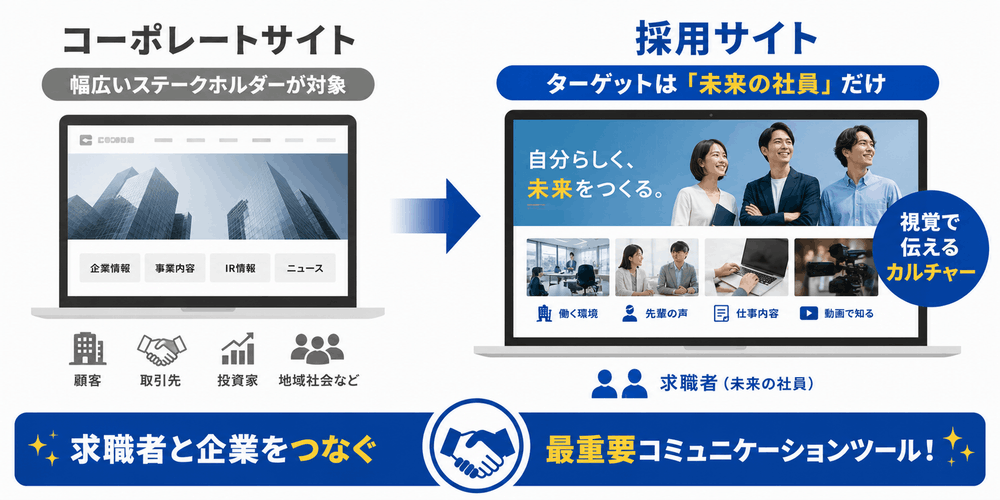 企業と求職者をつなぐ採用サイトの図解