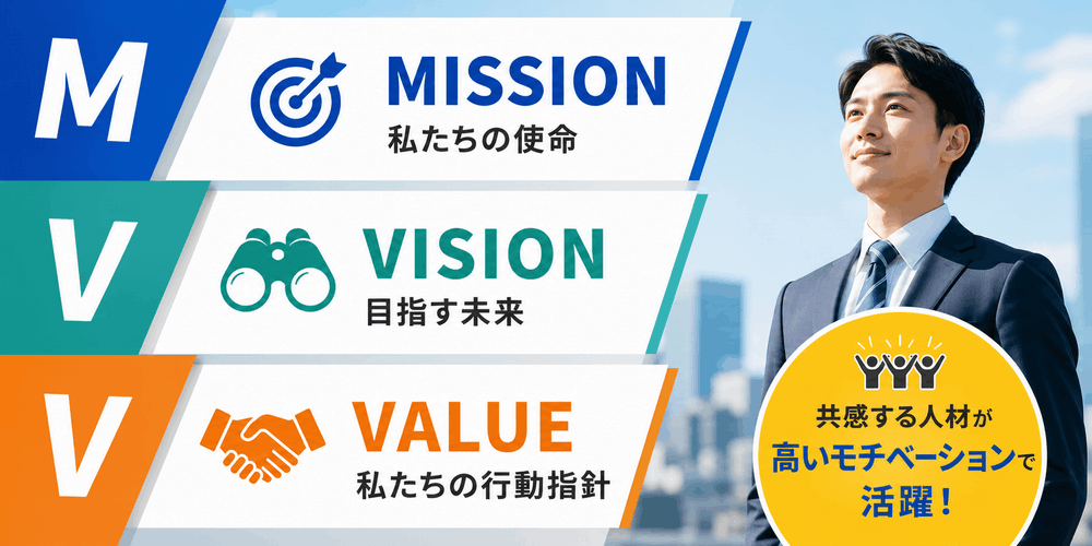 企業のMVVとビジネスパーソンのイメージ