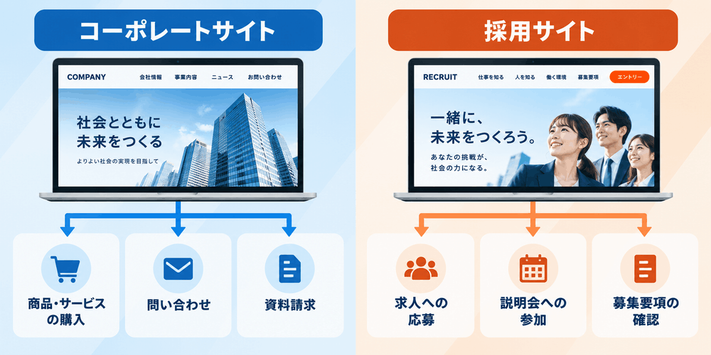 企業サイトと採用サイトの機能比較