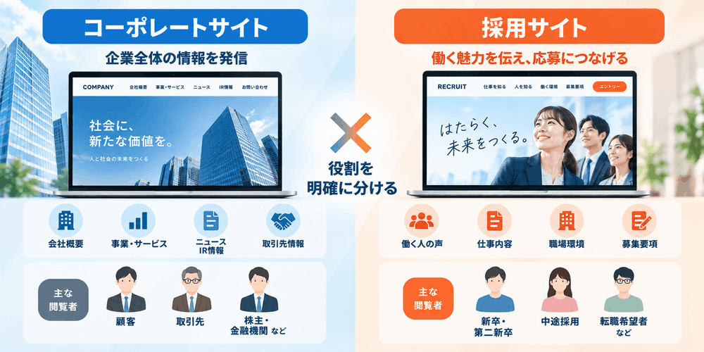 コーポレートサイトと採用サイトの構成比較