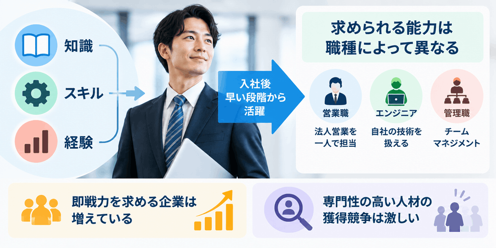 ビジネスパーソンと3つの要素および職種別スキル