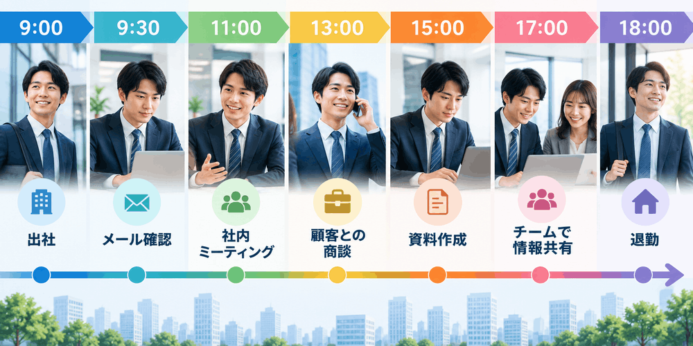 男性会社員の1日のタイムスケジュール