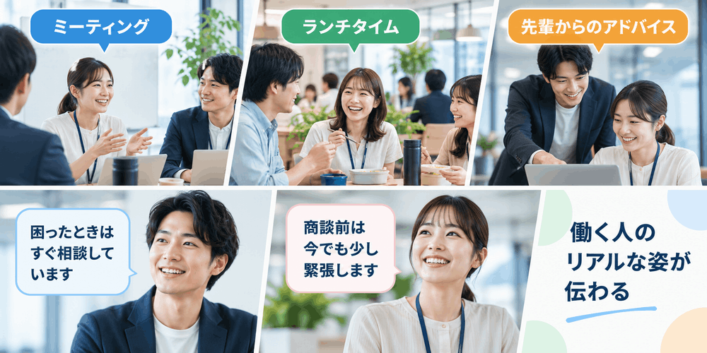 職場で働く人々の様子